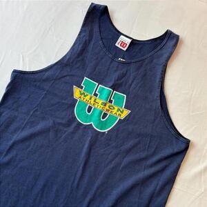 🏋️‍♂️ Vintage 90s Wilson Athletic Tank Top XL Navy Retro Gym Wear USA
